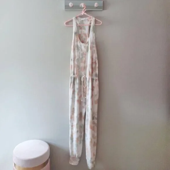 NWT Young Fabulous & Broke Eberhart soft pastels tie dye jumpsuit, XS or M